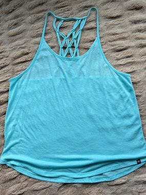 Women’s Aqua Lattice-Back Tank Top